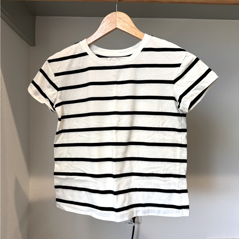 Classic Black and White Striped Girls’ Top, 10/12